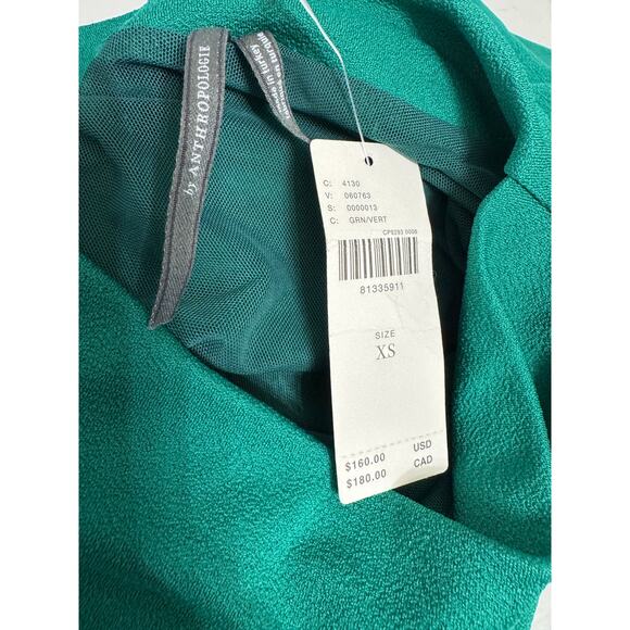 Anthropologie The Maya Ruched Cowl-Neck Midi Dress Kelly Green Stretch Sz XS New - Picture 12 of 14